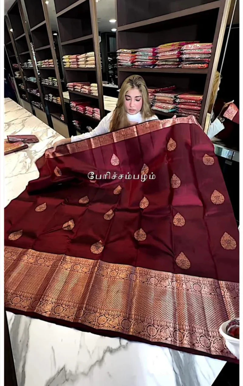 Soft Banarasi Silk Saree with Golden Zari Work